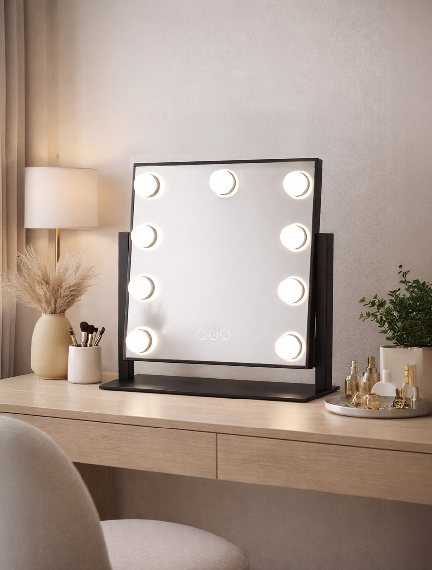 Oglindă de masă LED 25*37cm 9x1W neagră LuminaLED