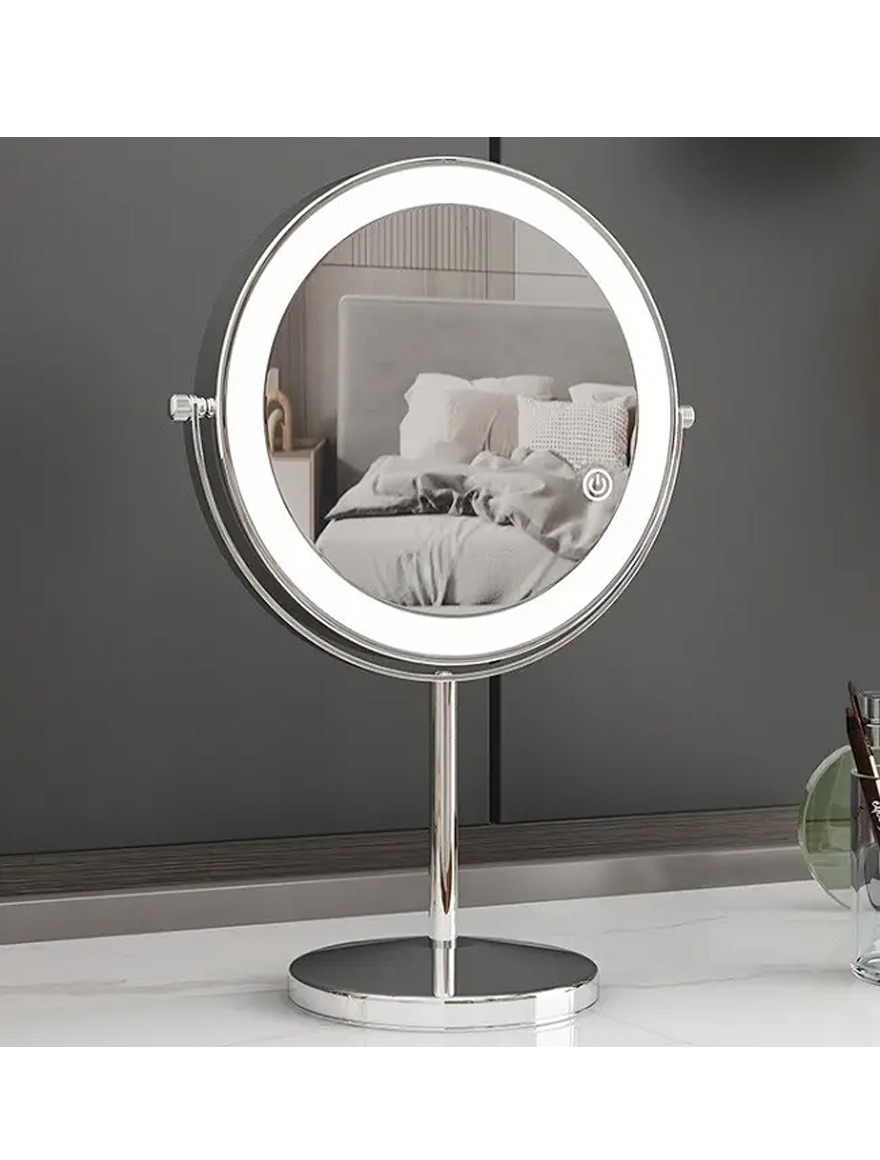 Oglindă cosmetică LED D20cm dublă, touch, USB