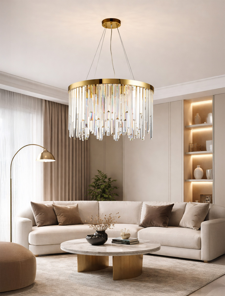 Lustră 6XE14 D600mm Glint ZKS aur LUMINALED