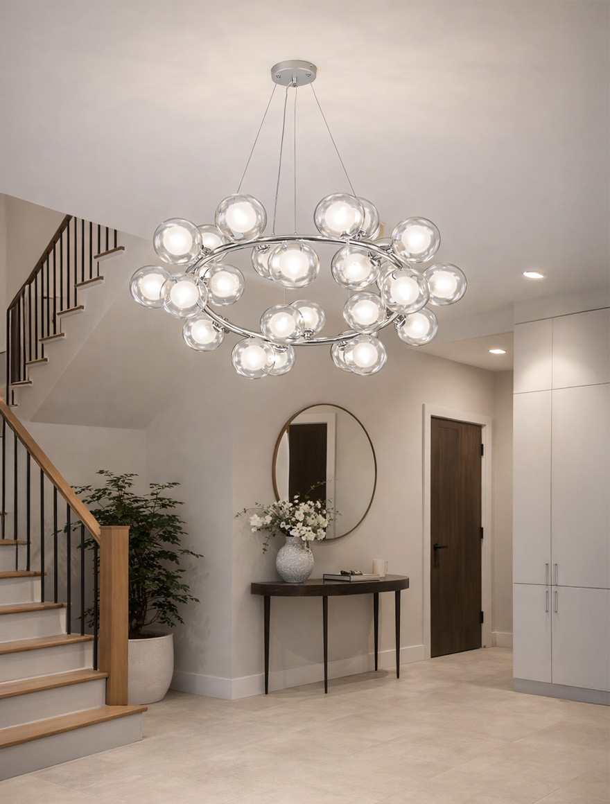 Lustră 25XG9 D600mm Grona ZKS crom+transparent LUMINALED