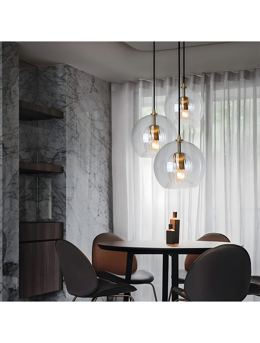 Suspensie 1xE27 D150 ORBIA ZKS negru,aur+transparent LUMINALED