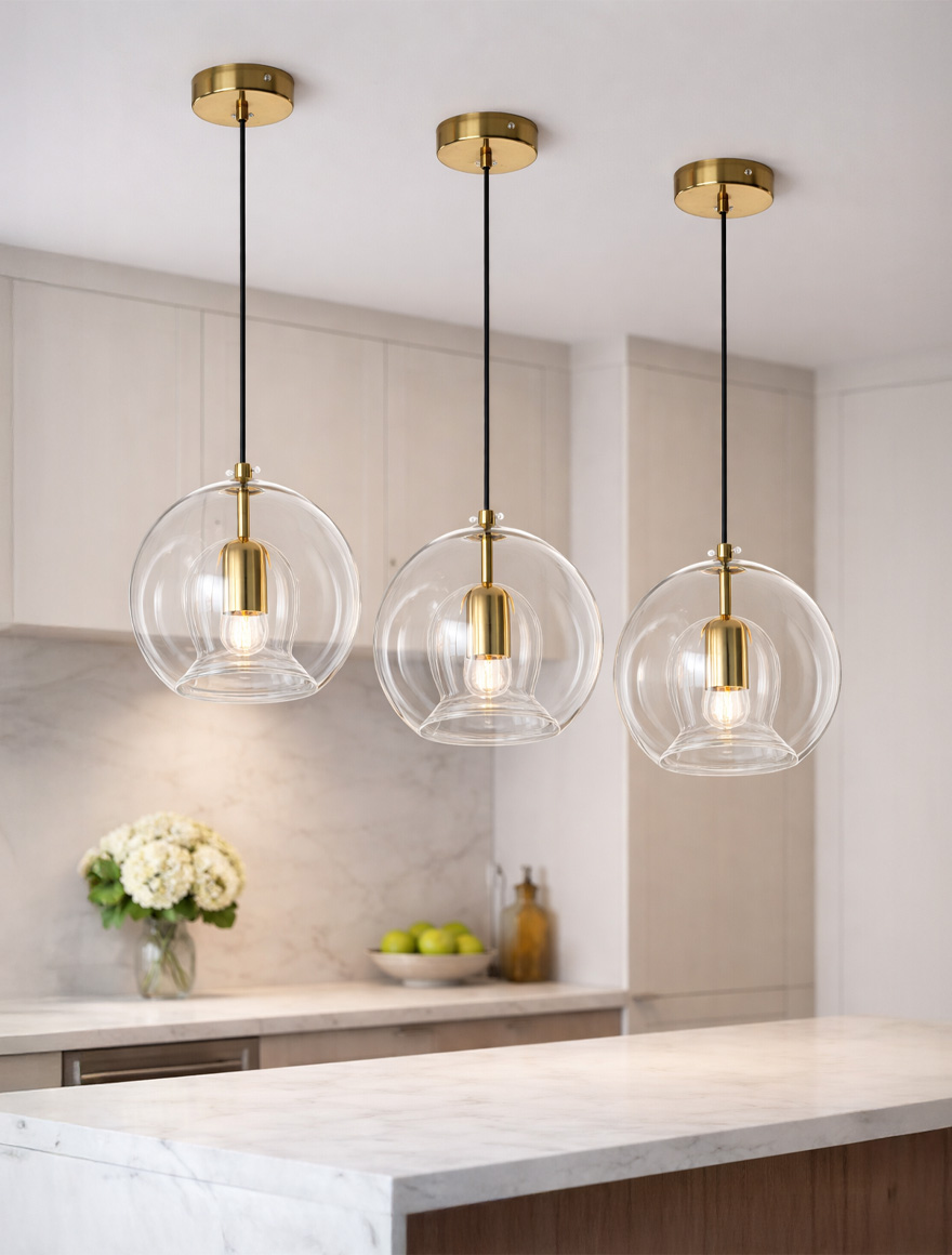 Suspensie 1XE27 D200 ORBIA ZKS negru,aur+transparent LUMINALED