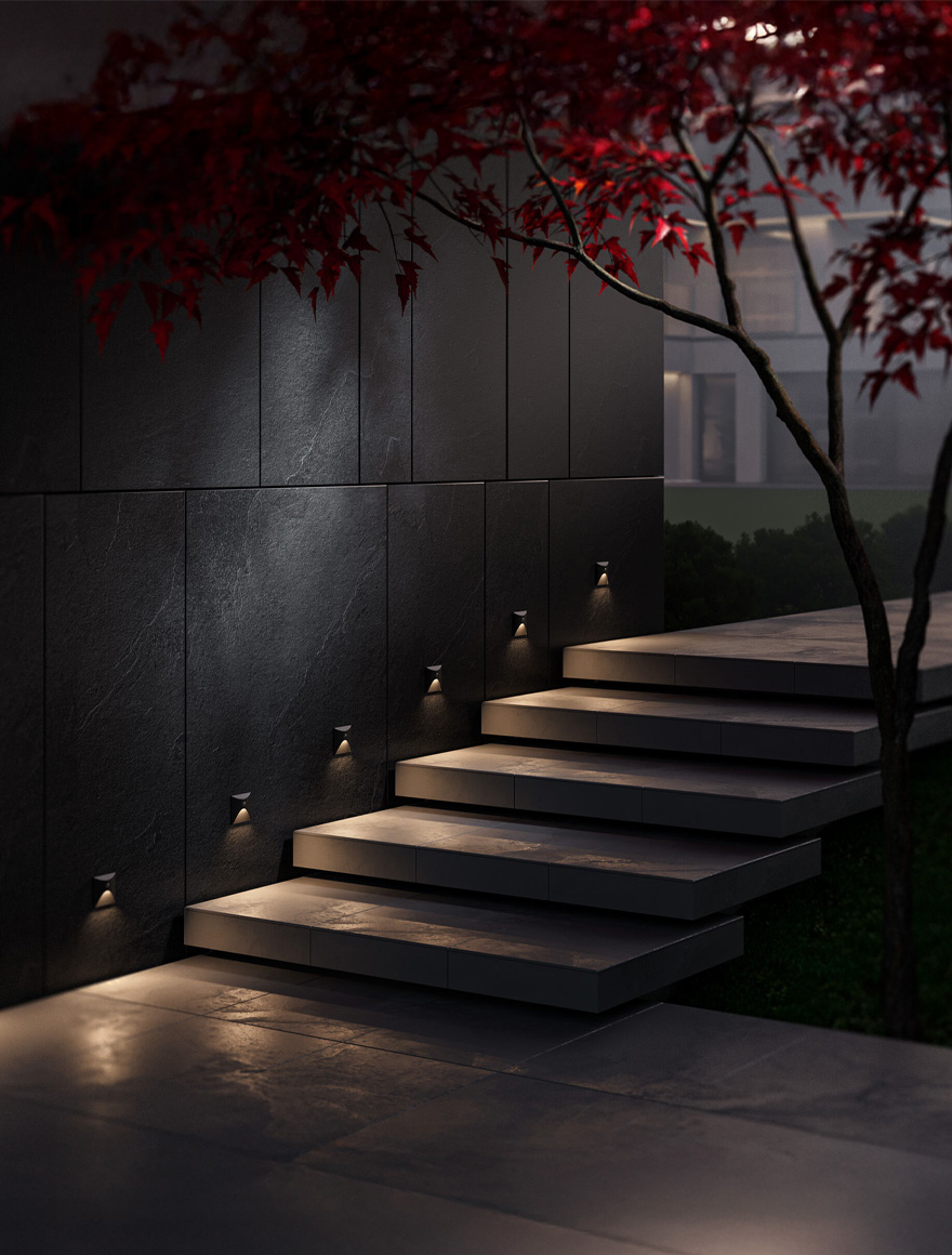 Corp de il. cu senzor incorp scară/perete LED 3W 4000K IP65 220-240V negru Luminaled