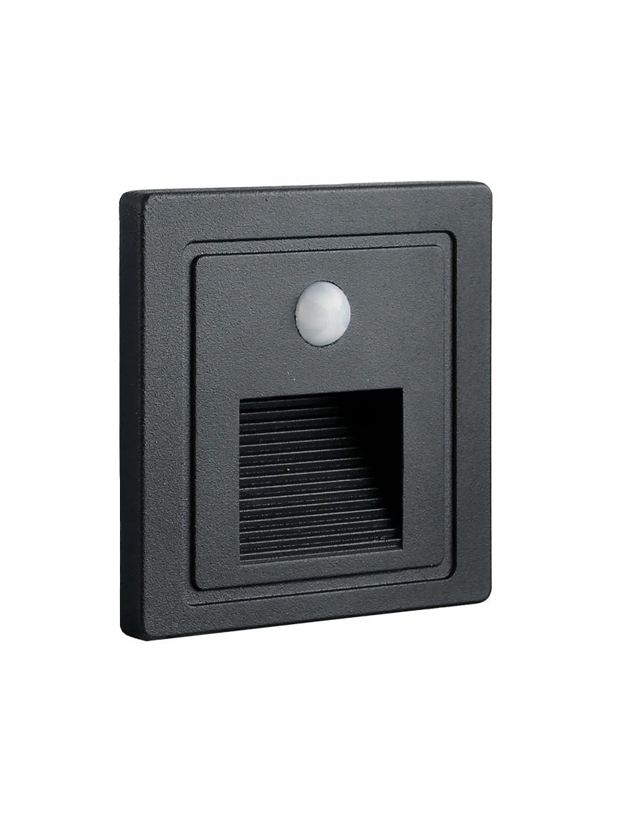 Corp de il. cu senzor incorp scară/perete LED 3W 3000K IP65 220-240V negru Luminaled