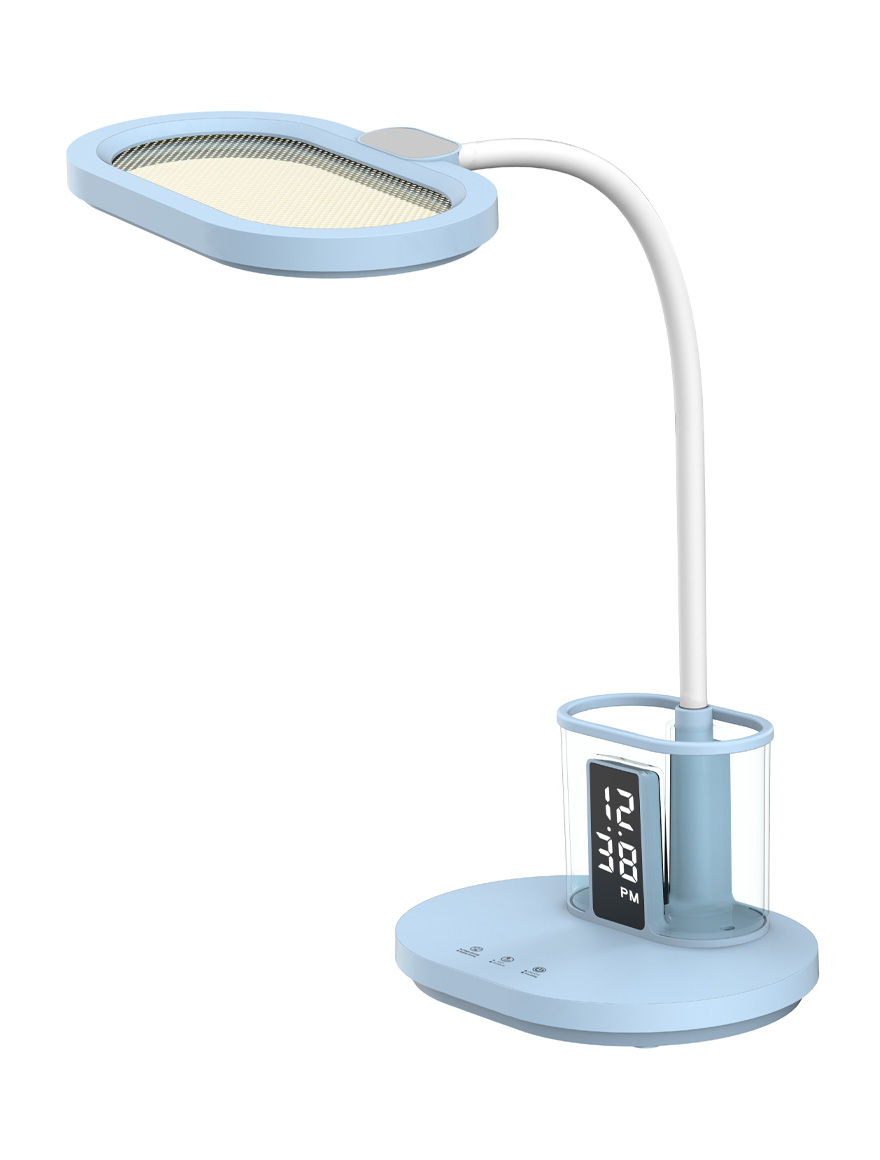 Настольная лампа DEXY LED с регулировкой яркости Синяя 12 Вт 610 лм 3-57K  Дисплей с часами LuminaLED