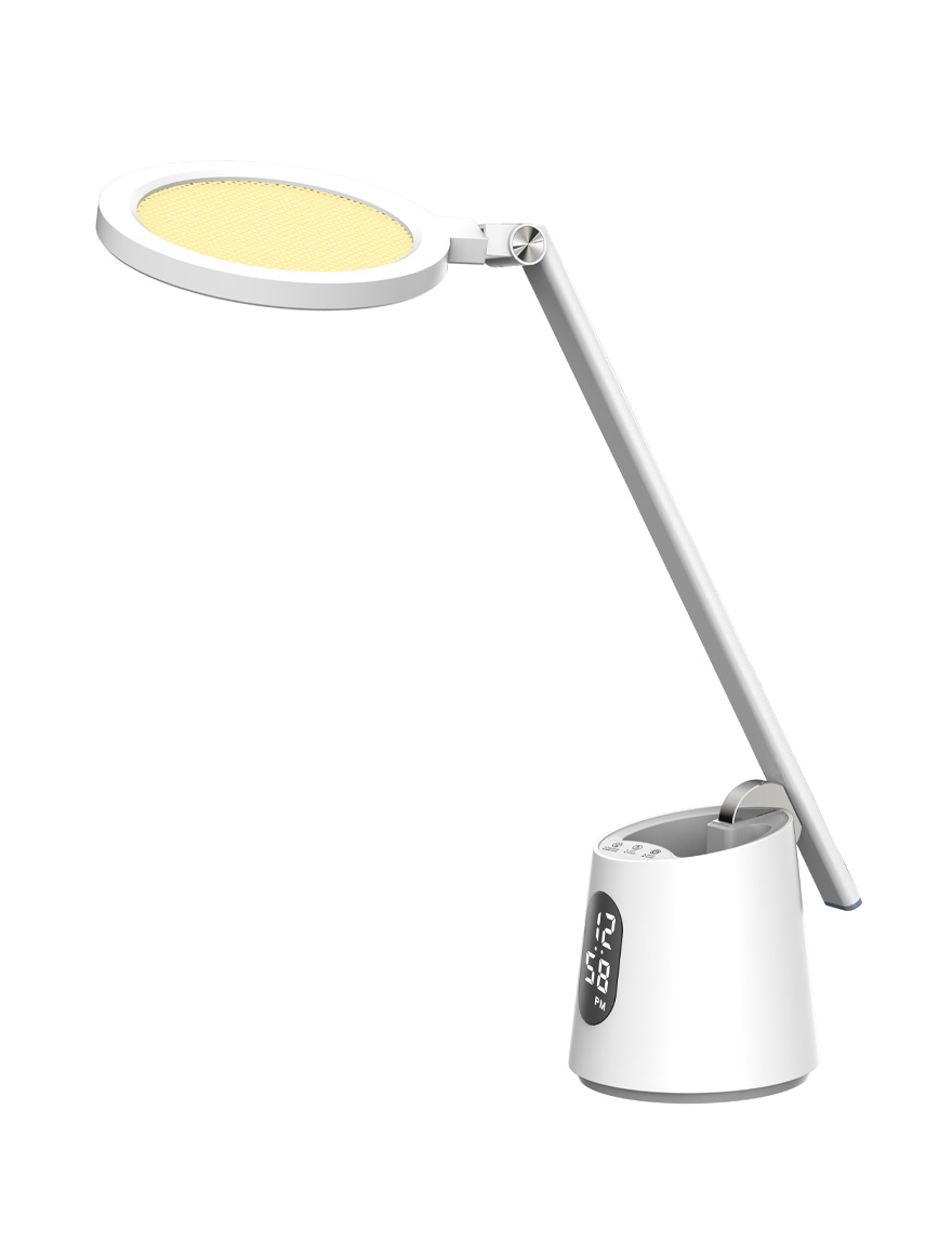 Lampă de masă TIMO LED dimabilă Albă 12W 610lm 3000-6000K Display cu ceas LuminaLED