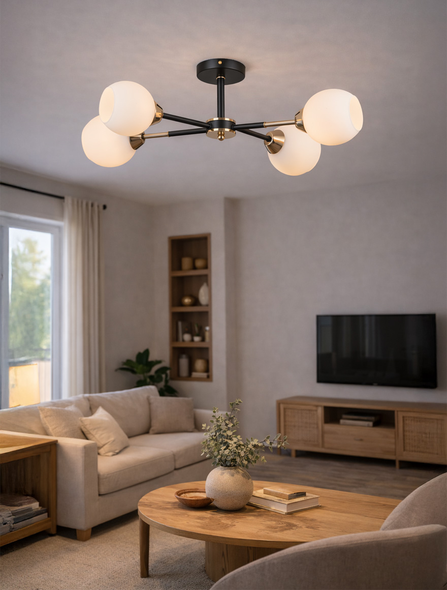 Lustră 4*E27 aur+negru S11611-4 Luminaled