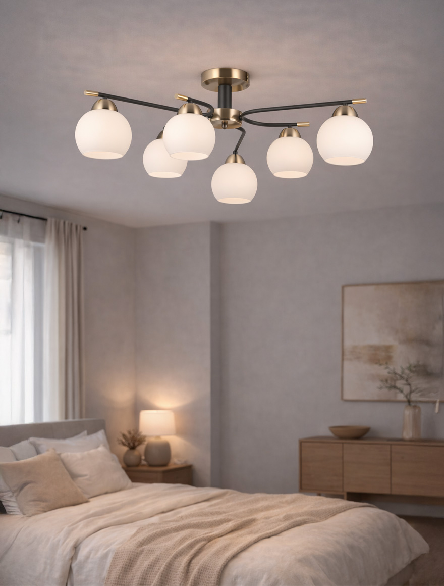 Lustră 6*E27 aur+negru S11604-6 Luminaled
