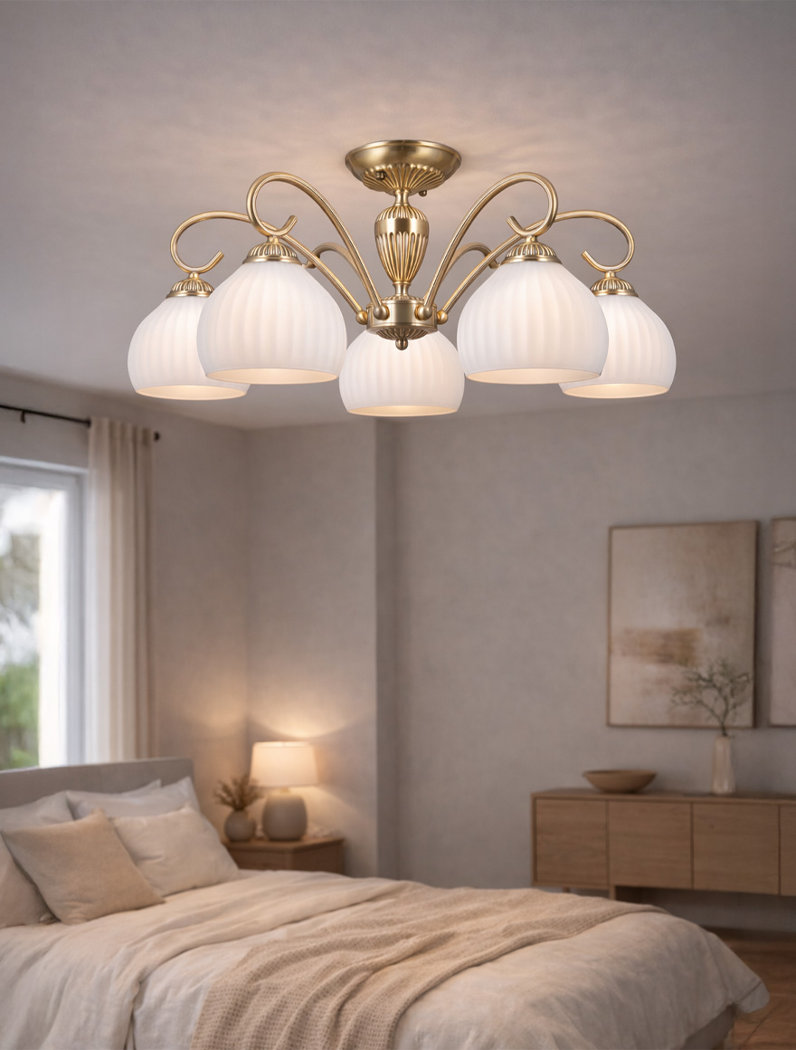 Lustră 5*E27 aur+alb S11605-5 Luminaled