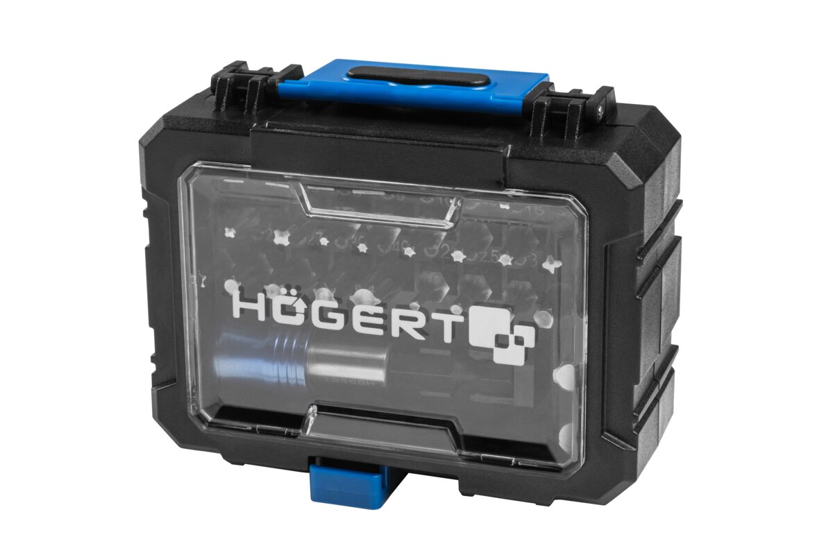 Set biți cu fixator 1/4", SL, PH, PZ, Torx, 17 buc. HOGERT