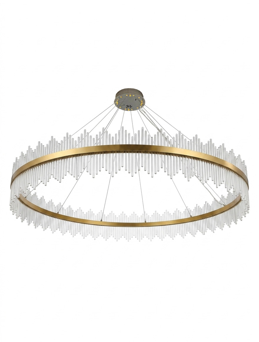 Lustră LED JH-874-200 D2m H32cm, 4000K stainless+Glass,Gold LuminaLed