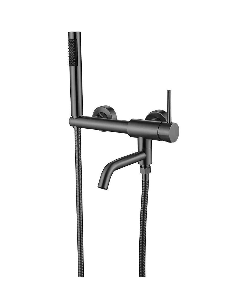 124659 Baterie baie cu garnitură duș pe perete Mat|eco Steel gri închis