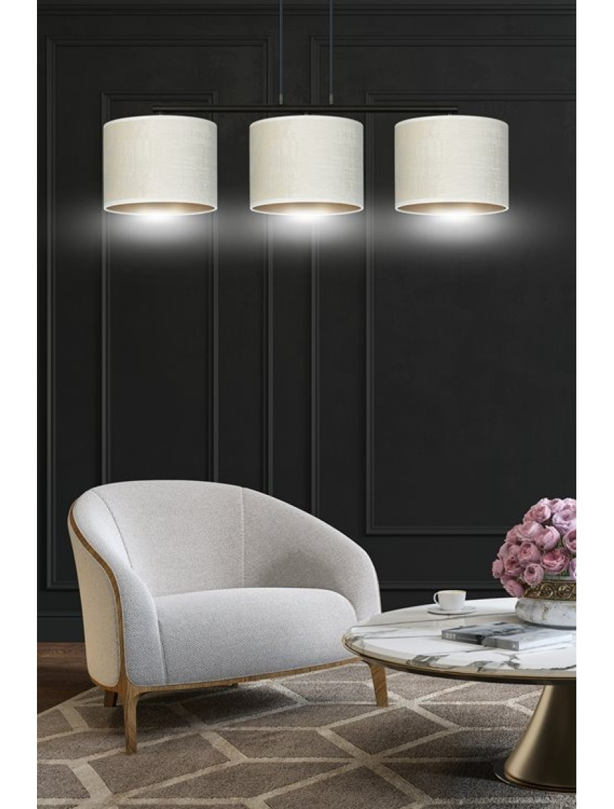 Люстра HILDE 3xE27, белый + золото, EMIBIG