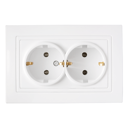 Priză dublă 2P+E albă УЮТ СВПР