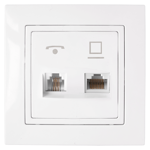 Розетка компьютерная + телефонная белая УЮТ СВПР
