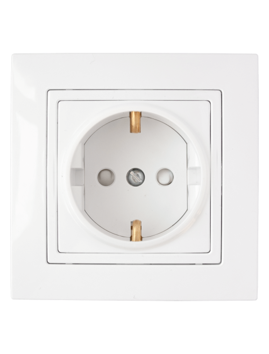 Priză 2P+E cu obtur. albă УЮТ СВПР