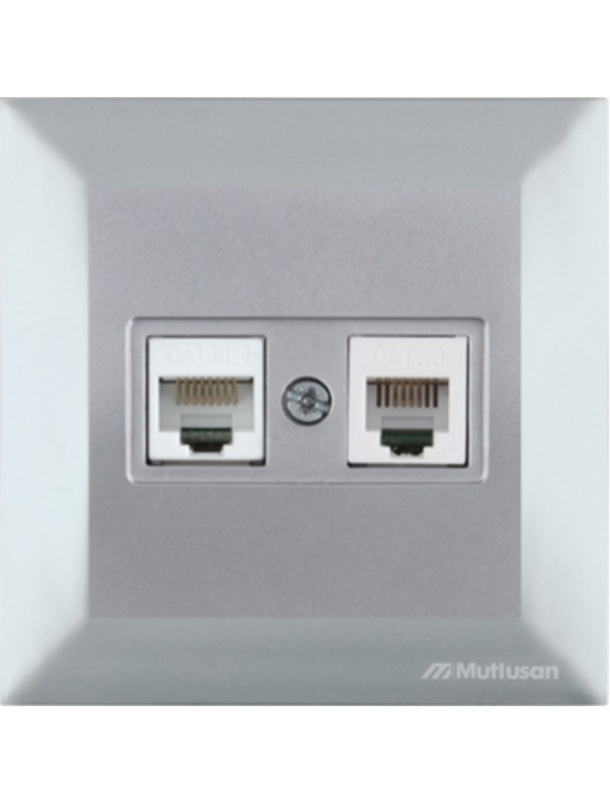 Priză computer+telefon inox Mutlusan