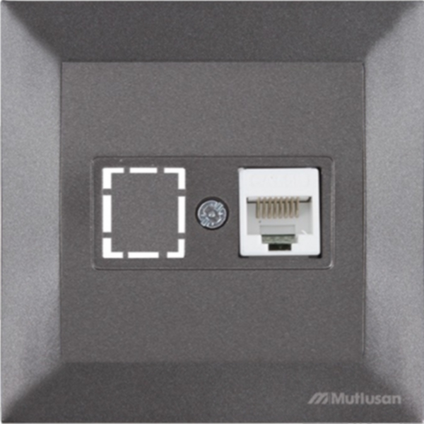 Розетка телефонная черная Mutlusan CANDELA