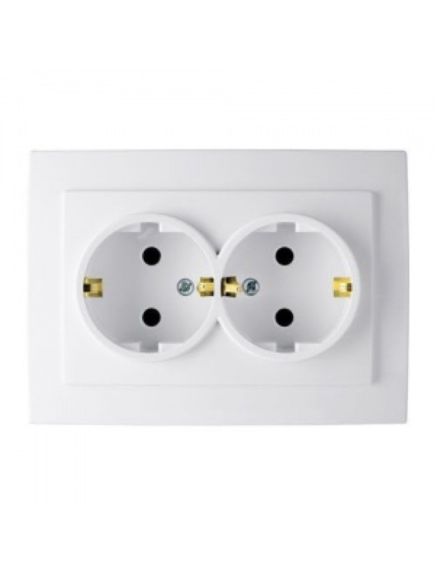 Priză dublă cu împământare (7/70) albă Nilson Touran 24111025