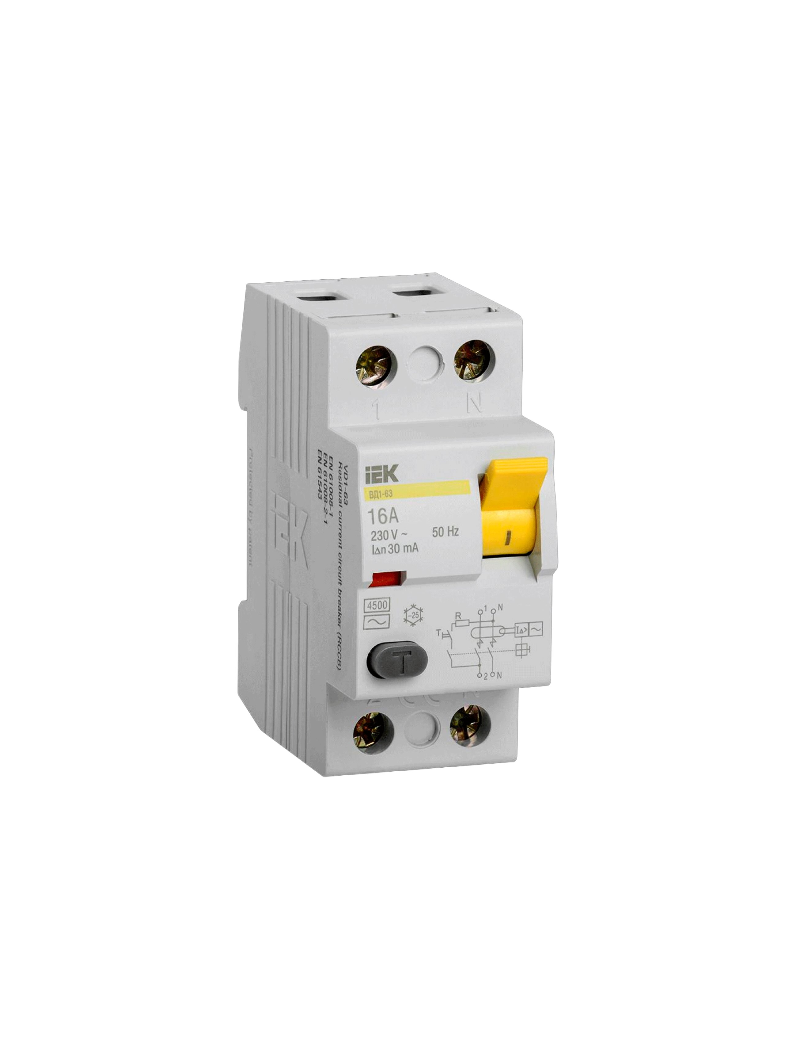 Întrerupător dif. UZO VD1-63 2Р 16А 30mA  IEK
