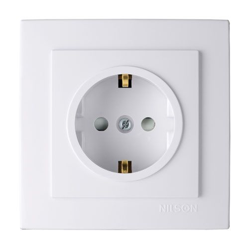 Priză cu împăm. protec. copii (12/120) albă Nilson Touran 24111019