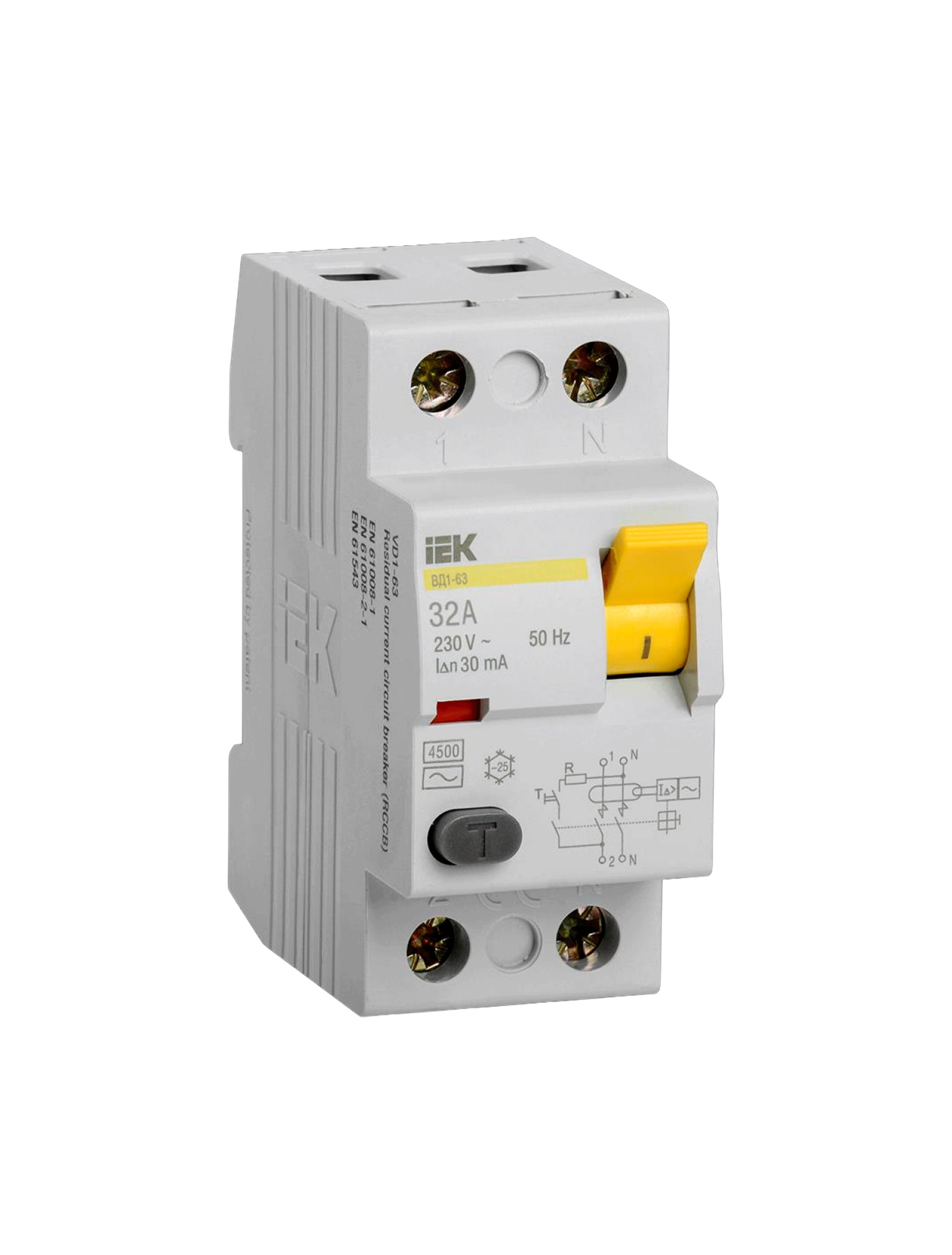 Întrerupător dif.UZO VD1-63 2Р 32А 30mA IEK
