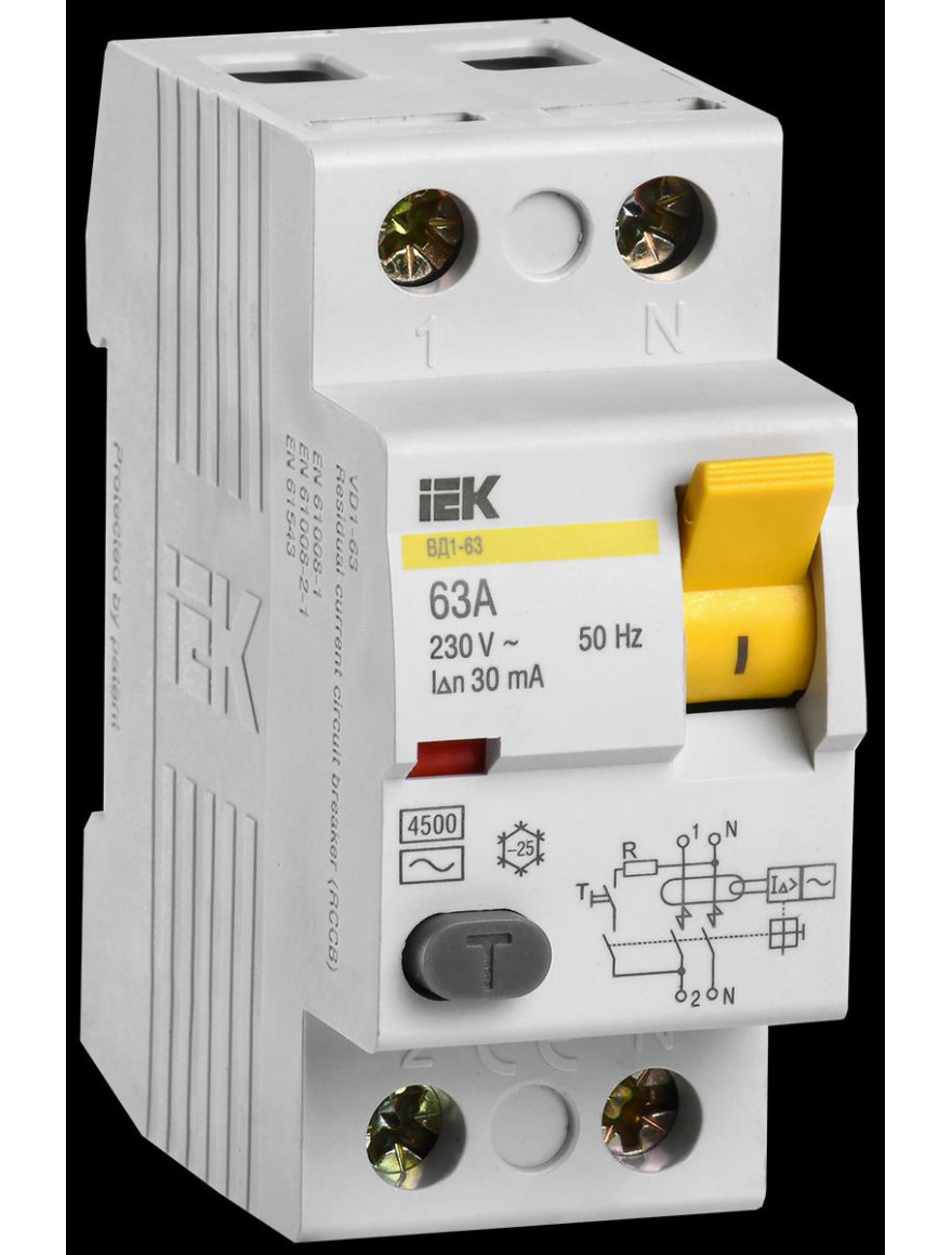 Întrerupător dif. UZO VD1-63 2Р 63А 30mA  IEK