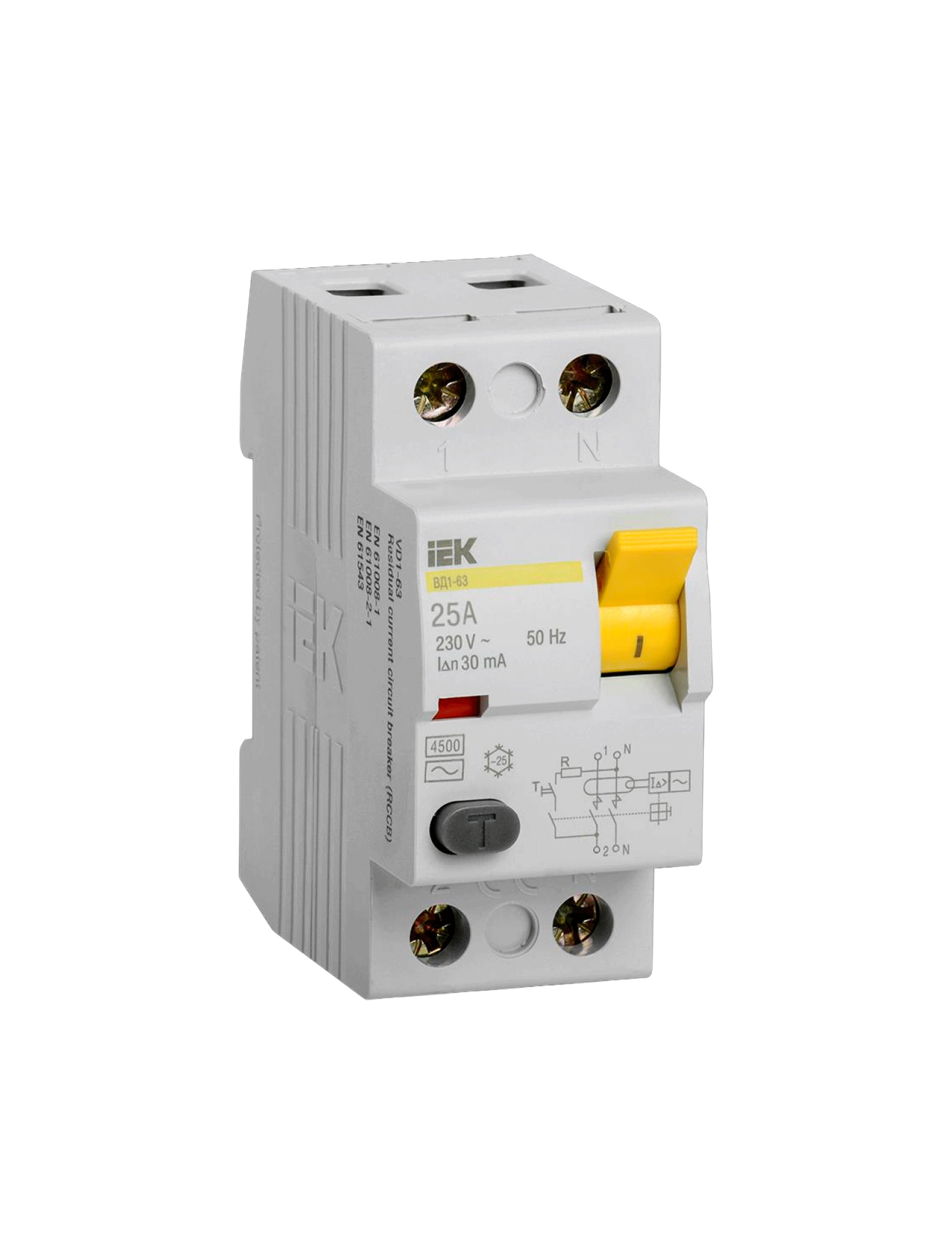 Întrerupător dif.UZO VD1-63 2Р 25А 30mA IEK