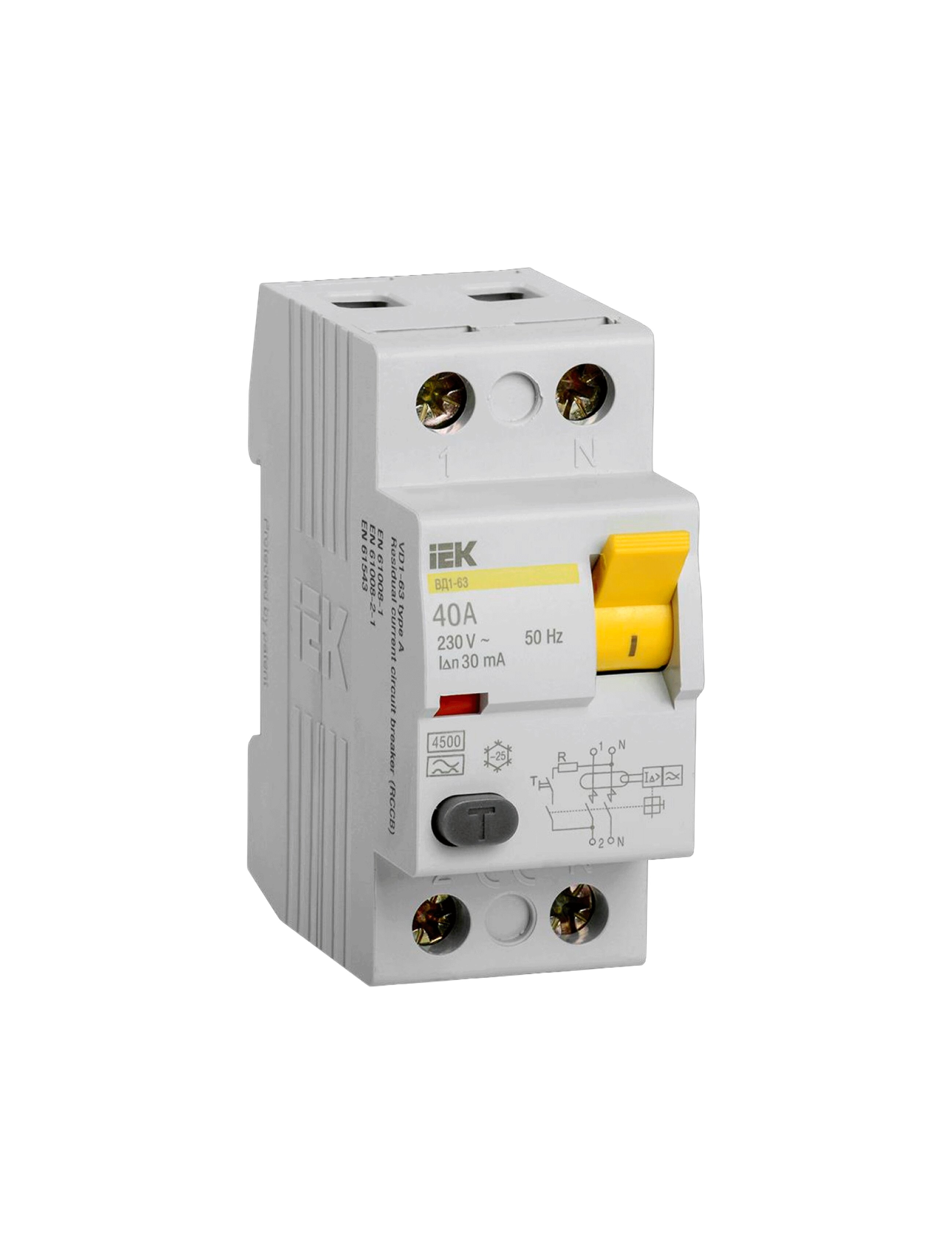 Întrerupător dif. UZO VD1-63 2Р 40А 30mA IEK