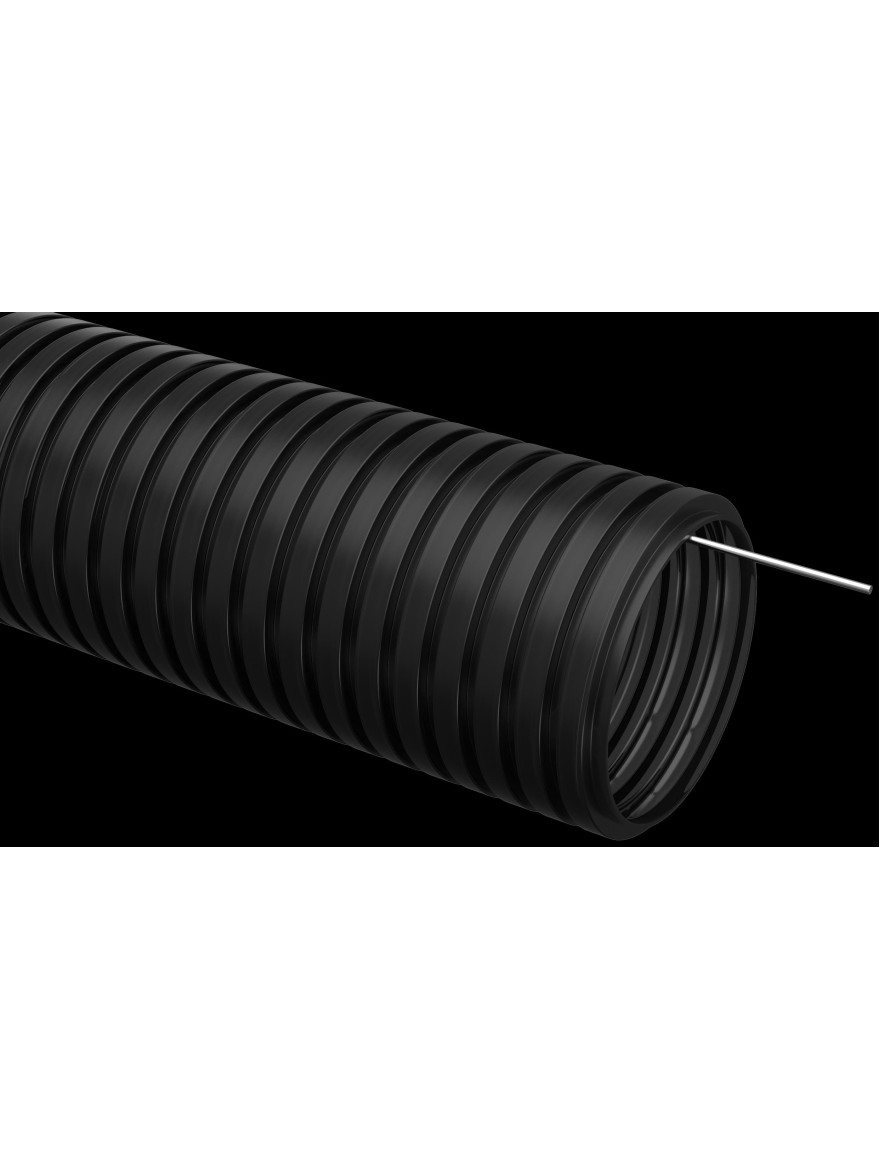 Tub gofrat PND d 20 cu sârmă (100 m) negru IEK