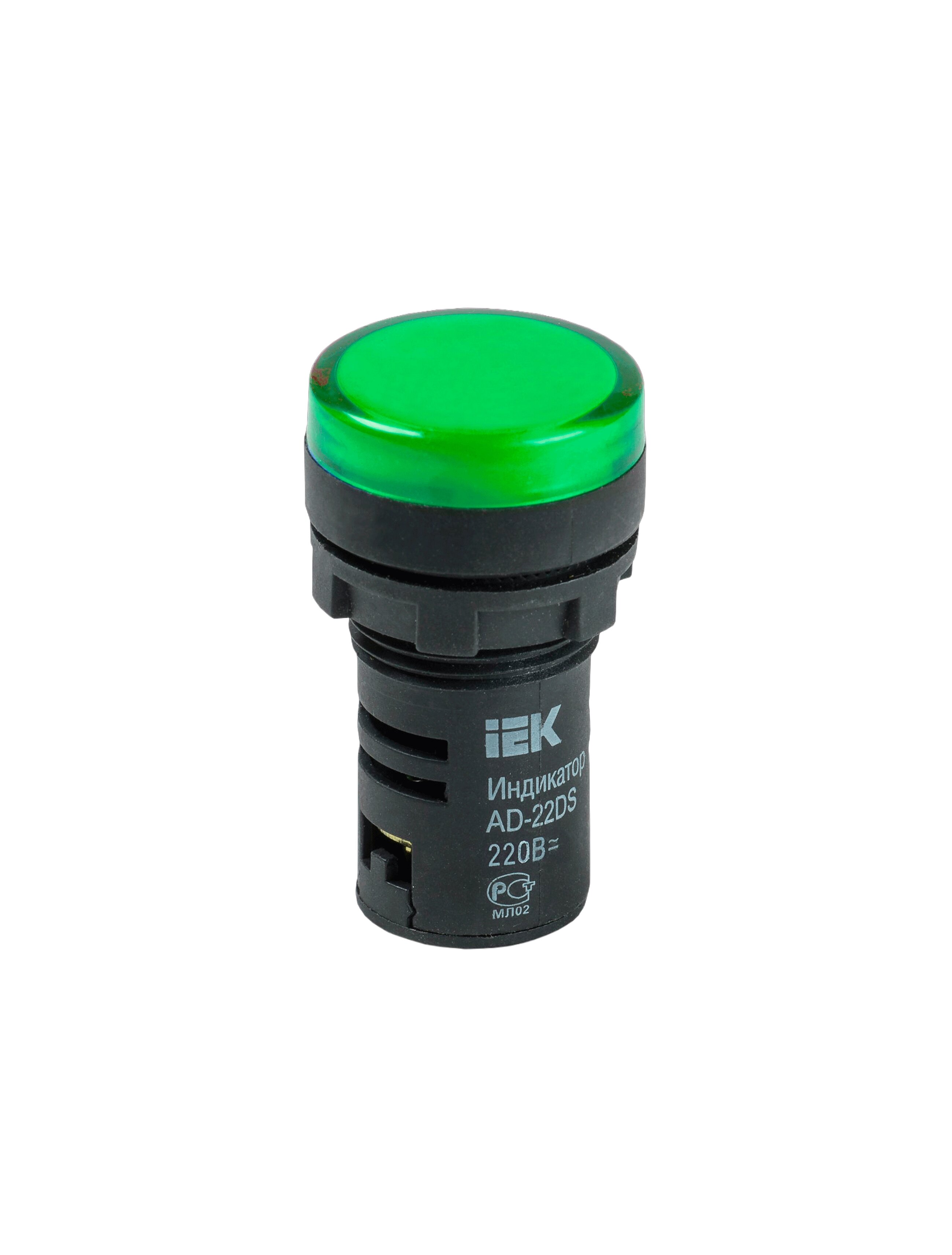 Buton cu LED AD22DS d22mm  240V verde IEK