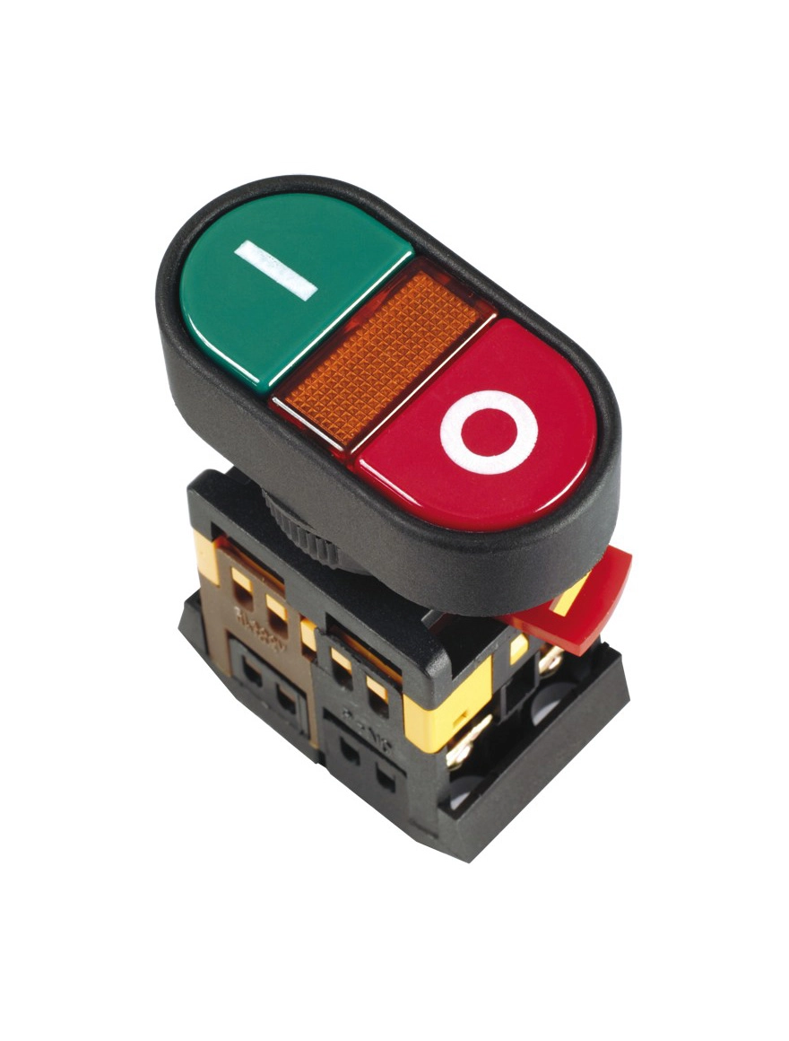 Buton dublu "I-O" APBB-22N d22mm 240V 1NI+1ND neon IEK