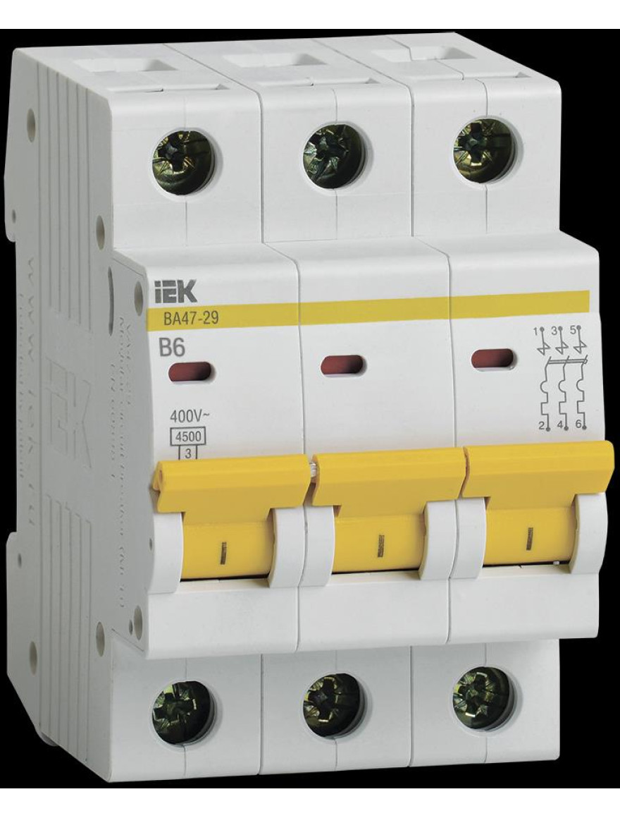 Întrerupător automat VА47-29 3Р 6А 4,5kA curba B IEK