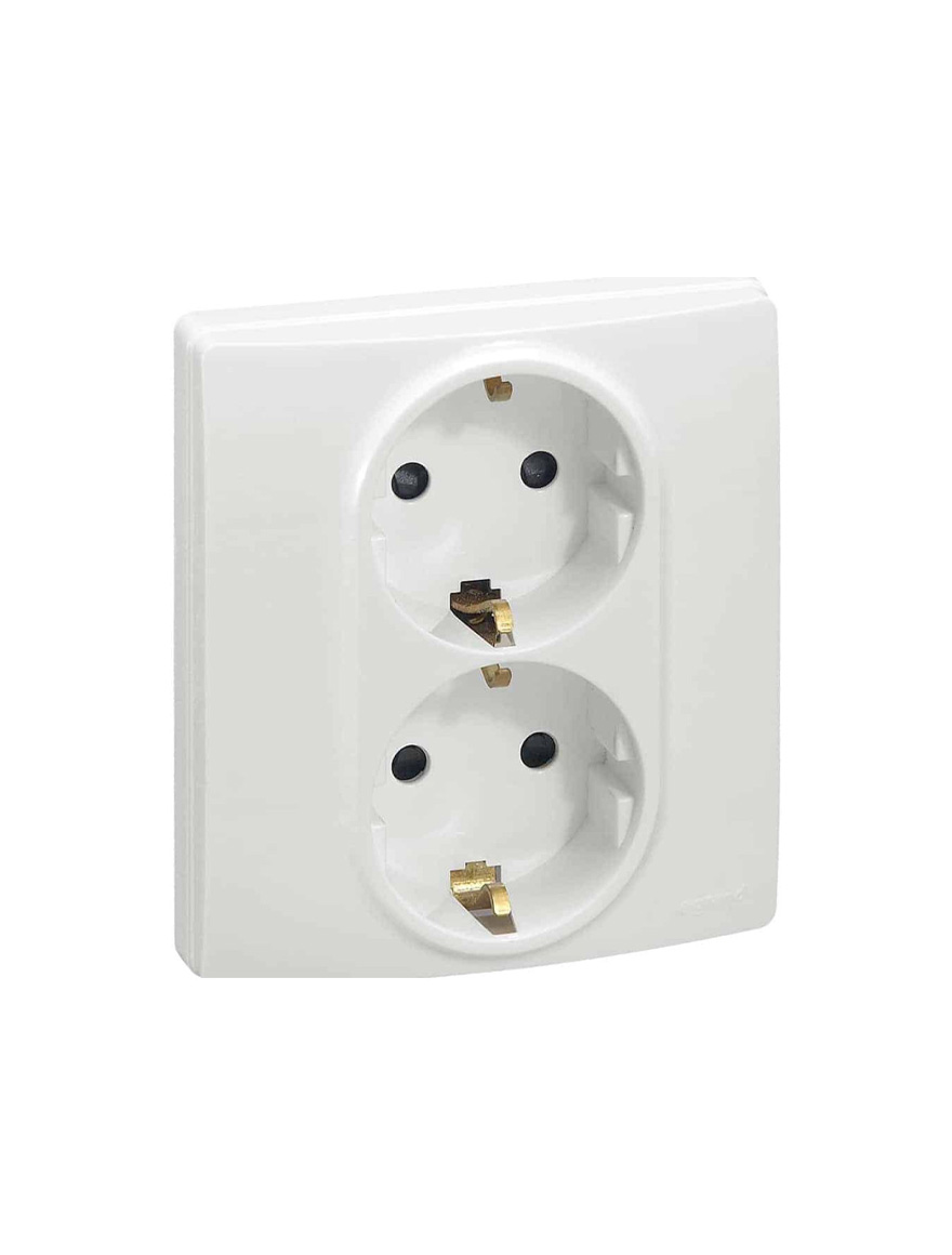 Priză dublă cu împământare 2x2P+E albă Niloe 2