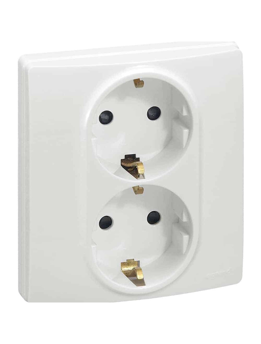 Priză dublă cu împământare 2x2P+E albă Niloe 2