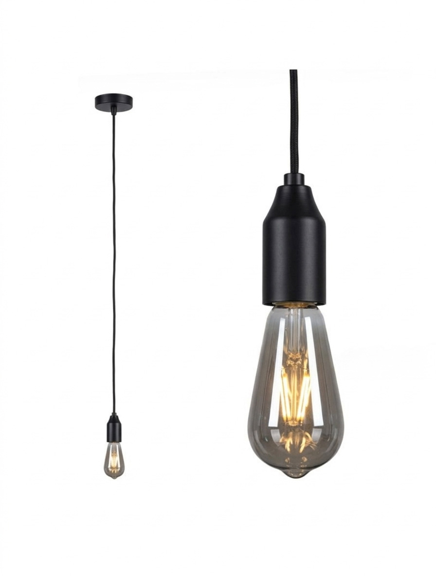 Люстра (Подвес) JH-141 D4.5xH8.5cm, E27x1, Metal + PVC Wire, Black LuminaLED