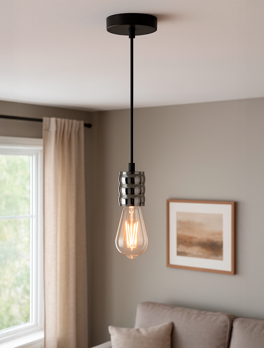 SuspensieJH-142 D4.5xH8cm, E27/1, Metal+ PVC Wire, Antique Luminaled