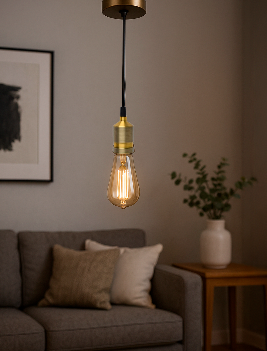 SuspensieJH-145 D5xH7cm, E27/1, Metal+ PVC Wire, Pearl+Black Luminaled