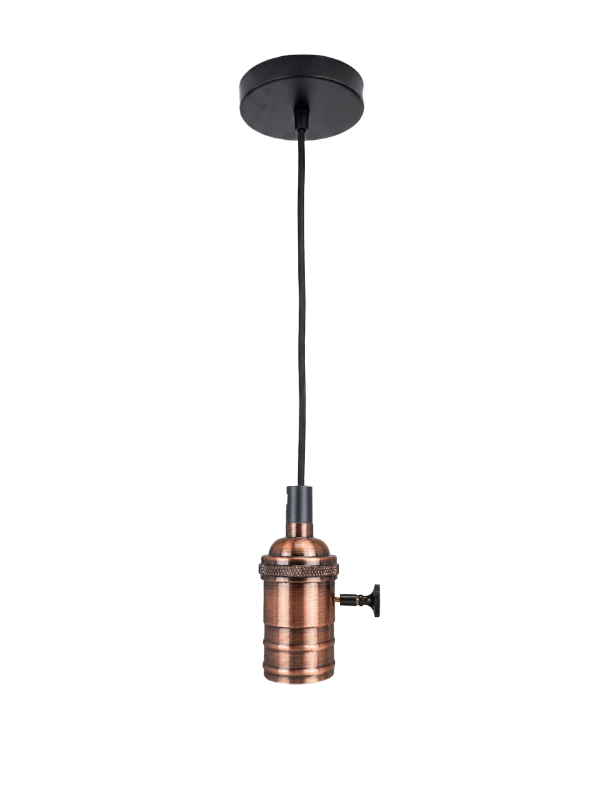 Suspensie JH-149 D4xH7cm, E27/1, Metal+ PVC Wire, Red+Tan Luminaled