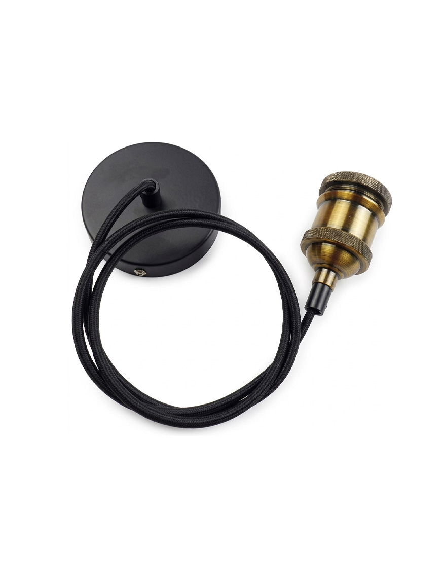 Люстра (Подвес) JH-138 10cm x 1m, E27x1, Metal+PVC Wire, Golden+Tan LuminaLED