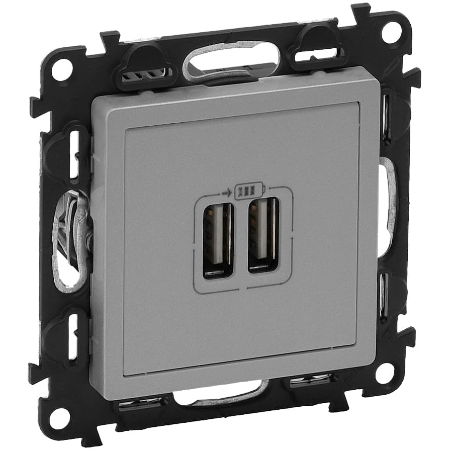 Розетка 2xUSB 1500мА (Valena Life алюминий)