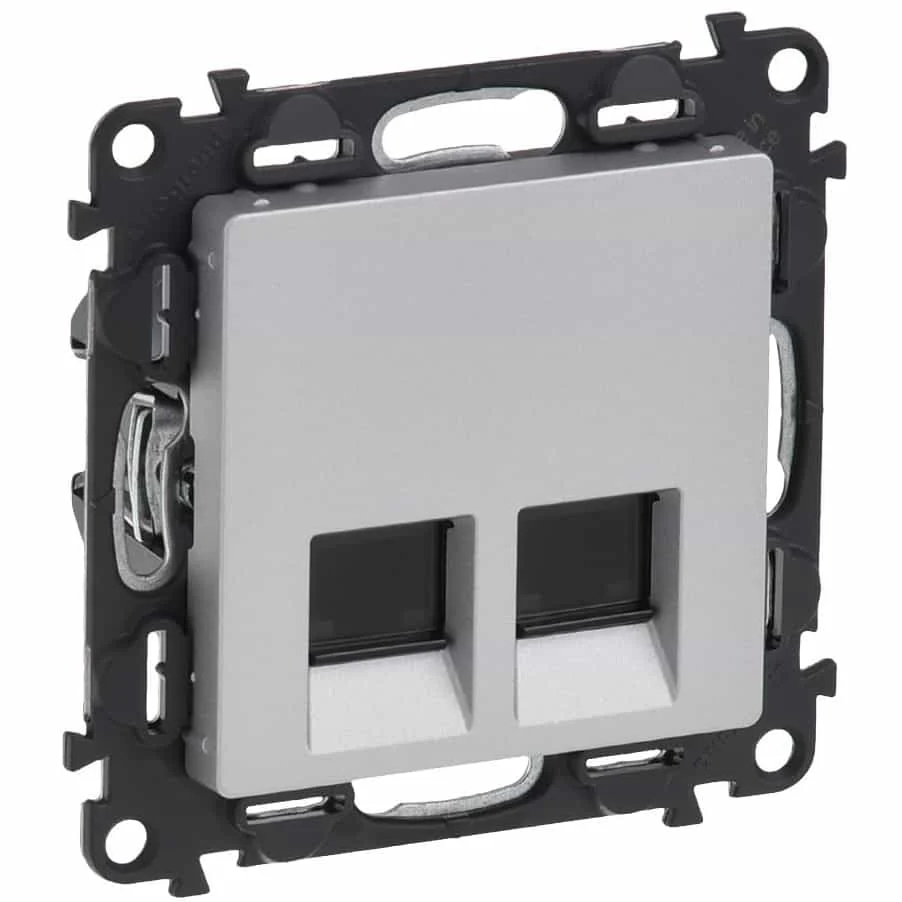 Priză internet 2-RJ45 Cat-6 UTP(Valena Life aluminiu)
