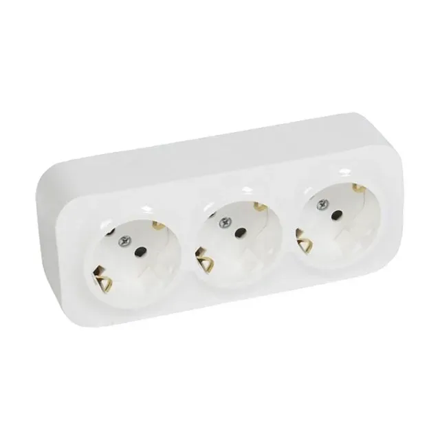 Розетка 3x2P+E 16A белая FORIX