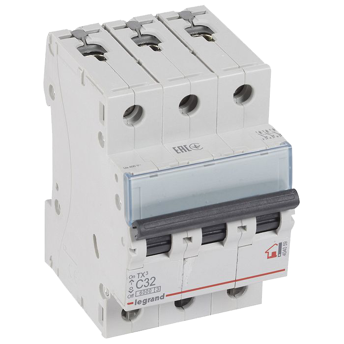 Автоматический выключатель 3P, характеристика C, 32 A, 6 кА, RX3