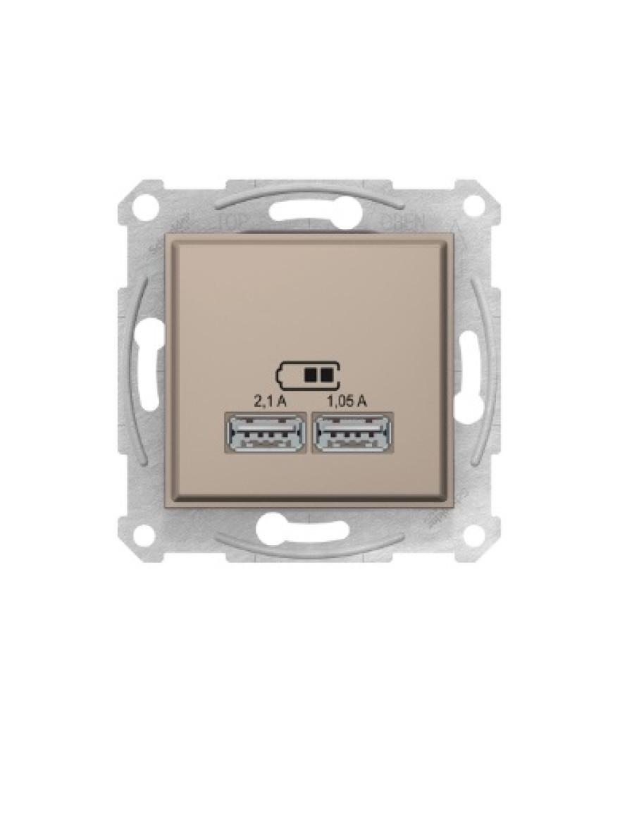 * Priză unit. inter.USB 2.1A-1.05A SEDNA titan