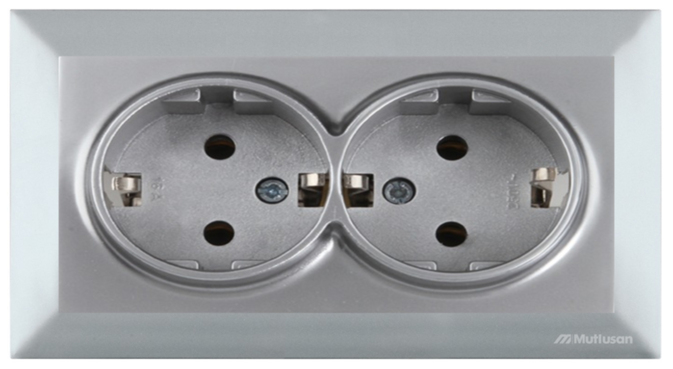 Priză dublă 2P+E inox Mutlusan CANDELA