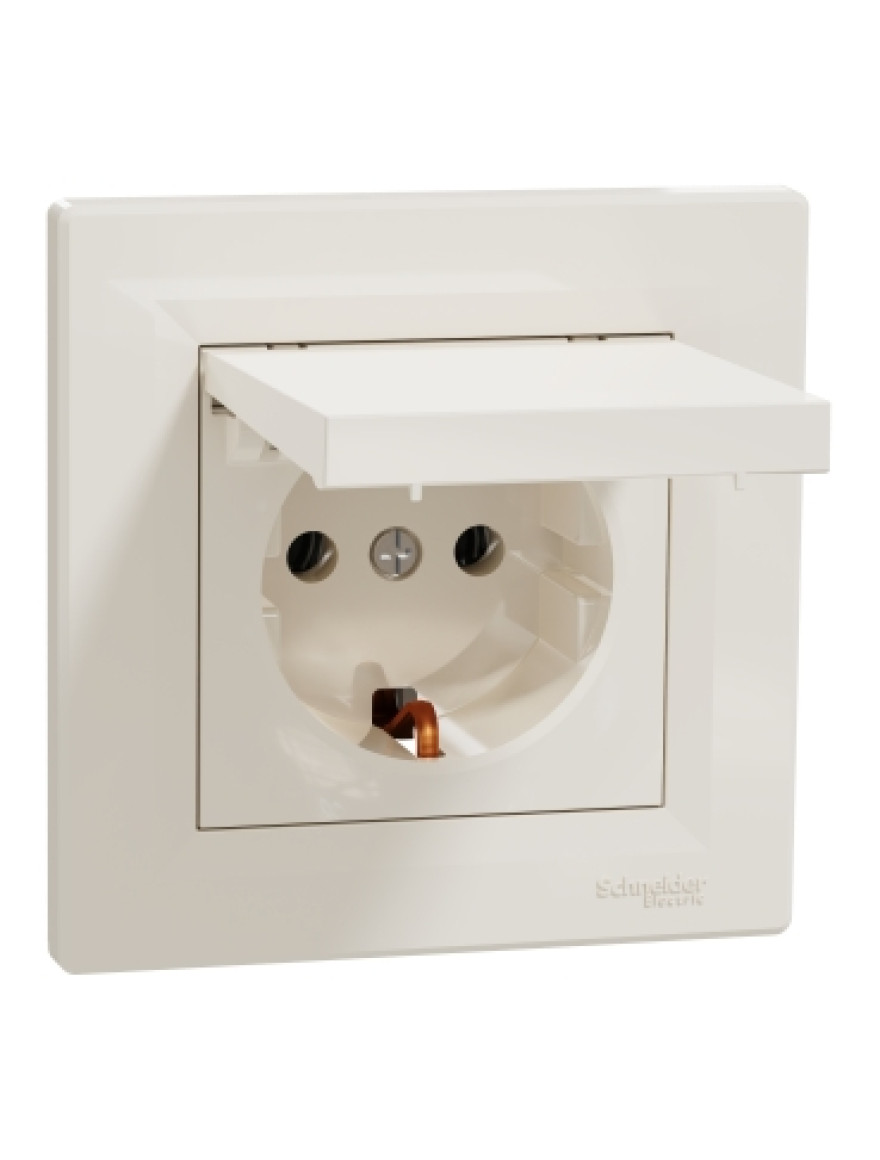 Priză unitară inter.cu capac 16A 250V 2P+E Asfora Crem