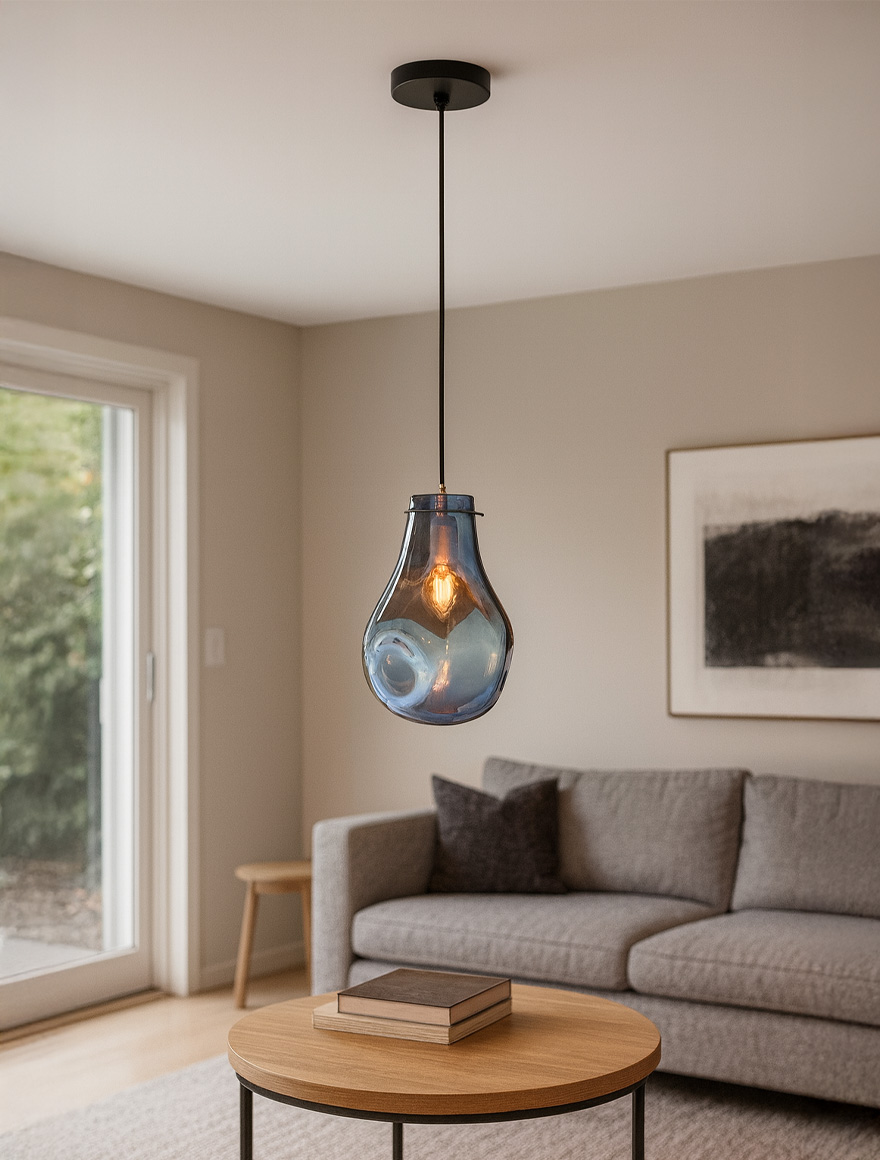 Lustră JH-135 D20x30cm, E27/1, Glass, Blue LuminaLED