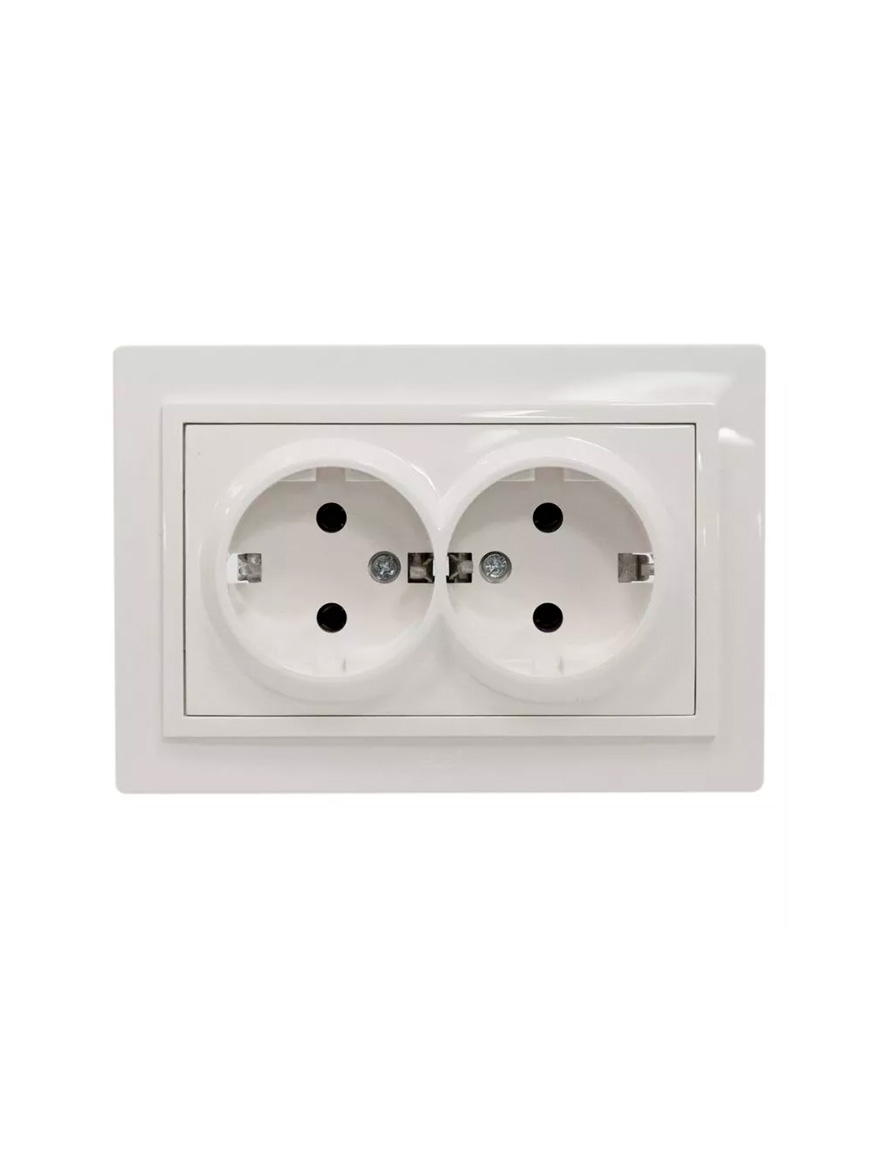 Двойная розетка с заземлением (белая) 500-010200-907 EL-BI ZENA