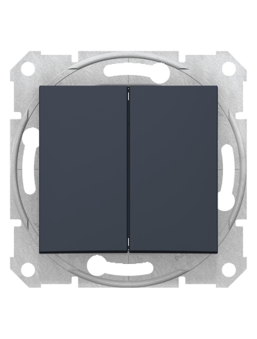 * Întrerupător dublu. inter. cap-scară 10A 250V SEDNA grafit